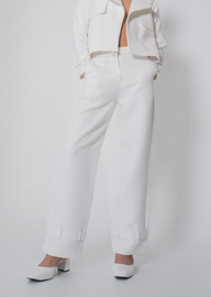 Belted White Pants For Women